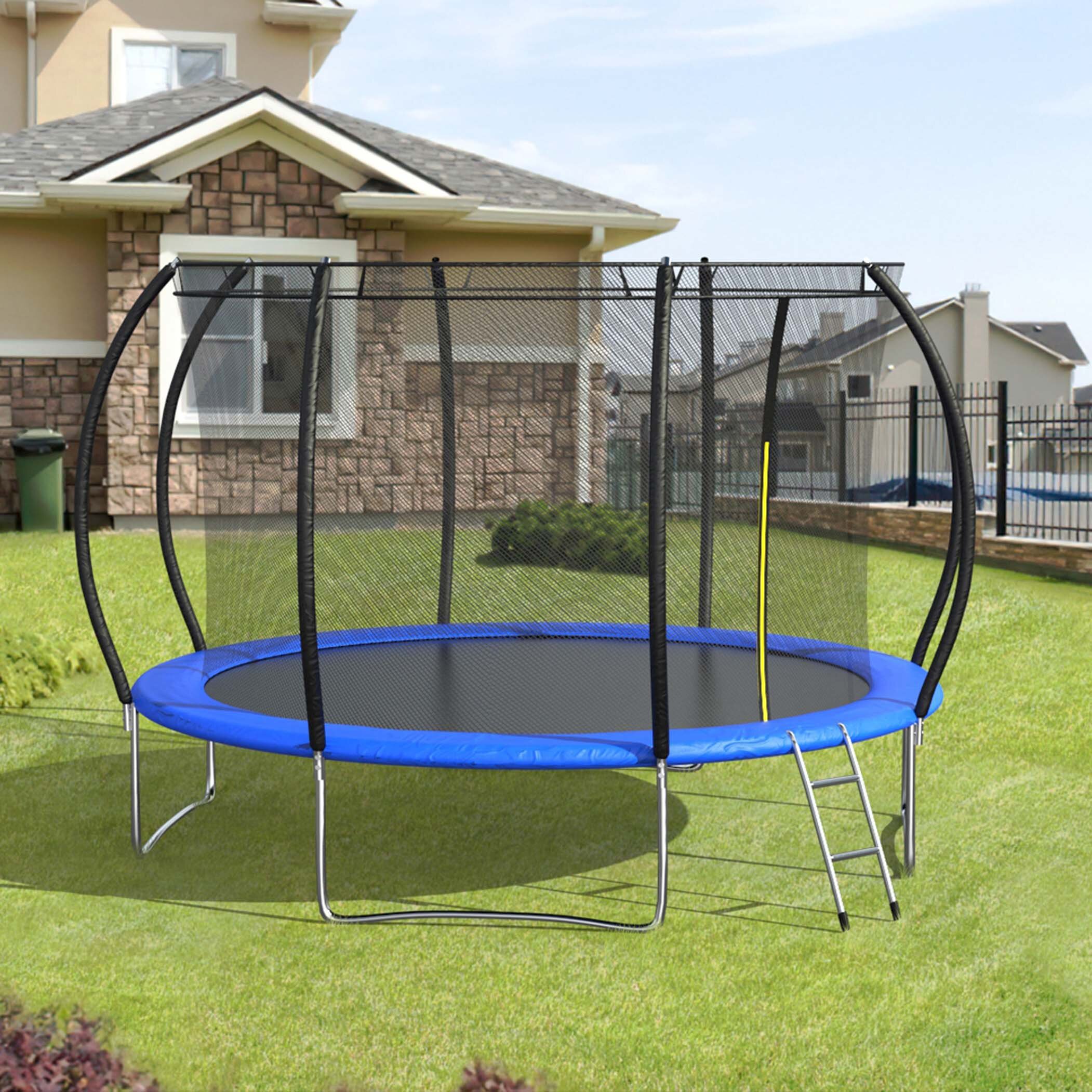 NEW 12FT Trampoline Combo Bounce Jump Safety Enclosure Net w/Spring Pad Ladder 