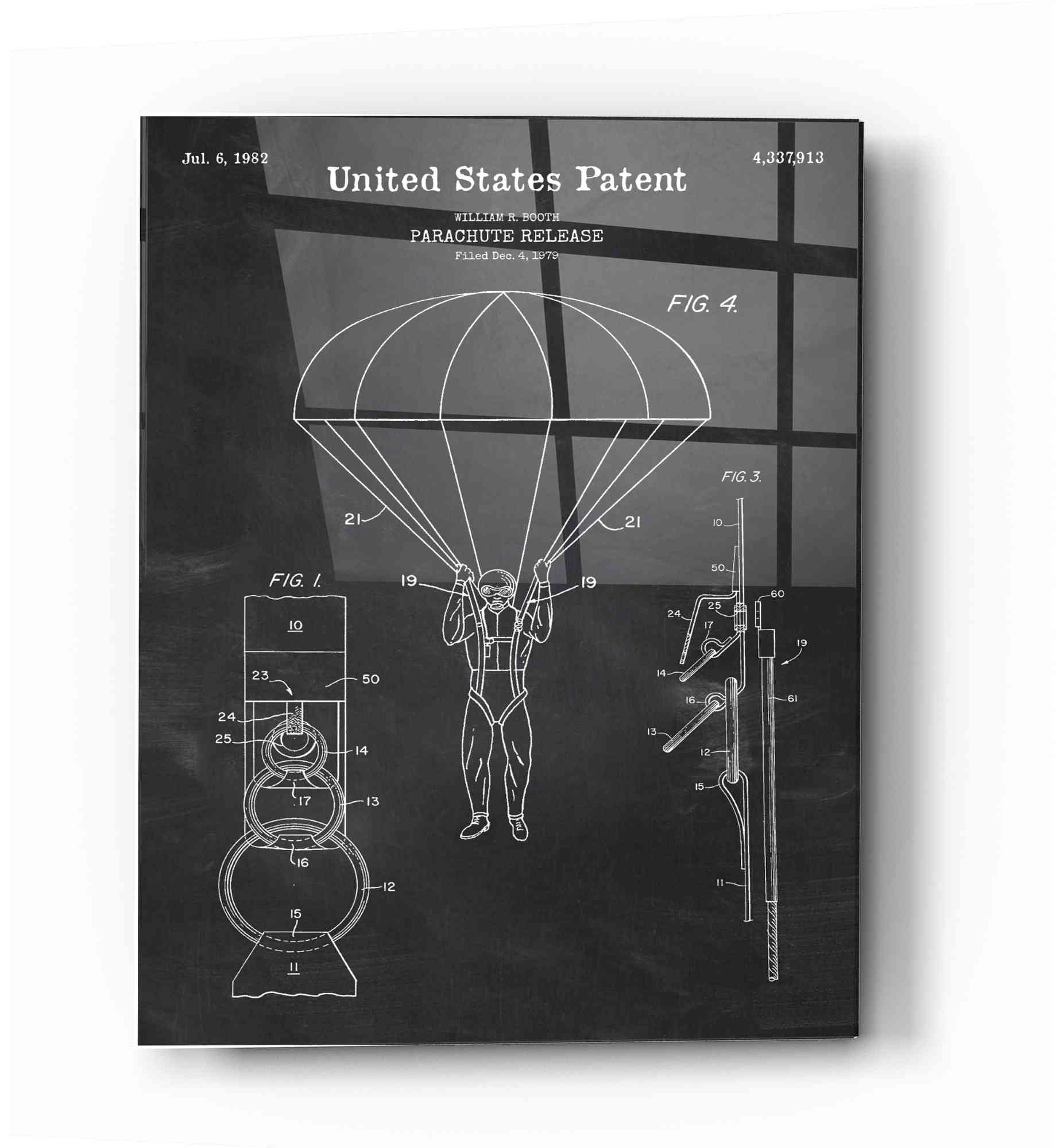 17 Stories Parachute Release Blueprint Patent Chalkboard Graphic Art