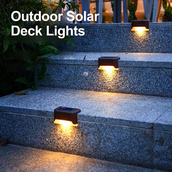 4X 6X Solar LED Deck Lights Outdoor Path Garden Pathway Stairs Step Fence Lamp 