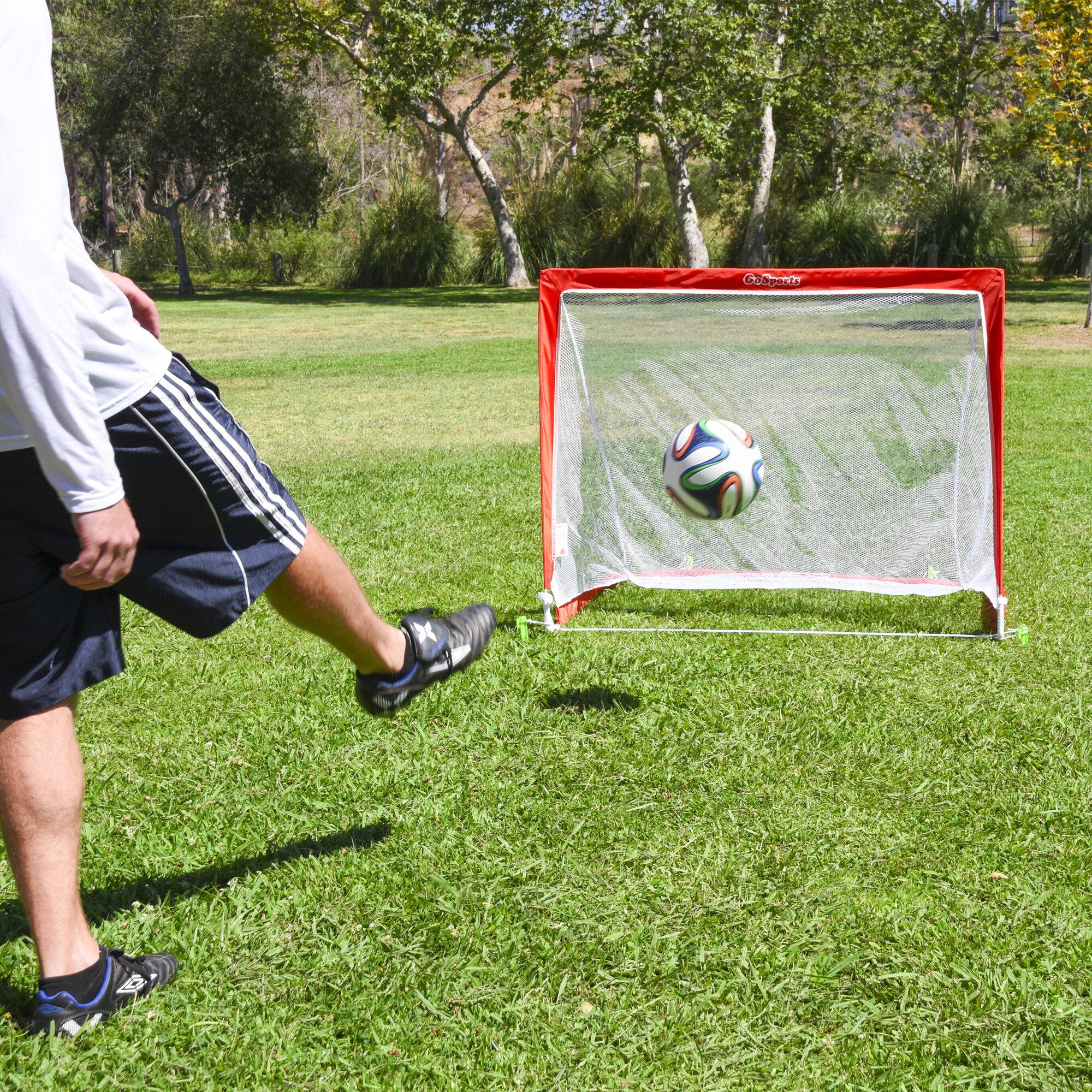 GoSports 6' Foldable Pop-up Soccer Goal Set of 2 With 6 Cones and Portable for sale online 