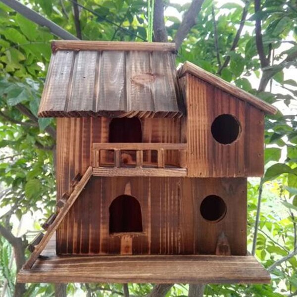 Handmade vintage barn wood bird house with easy clean bottom mount style 