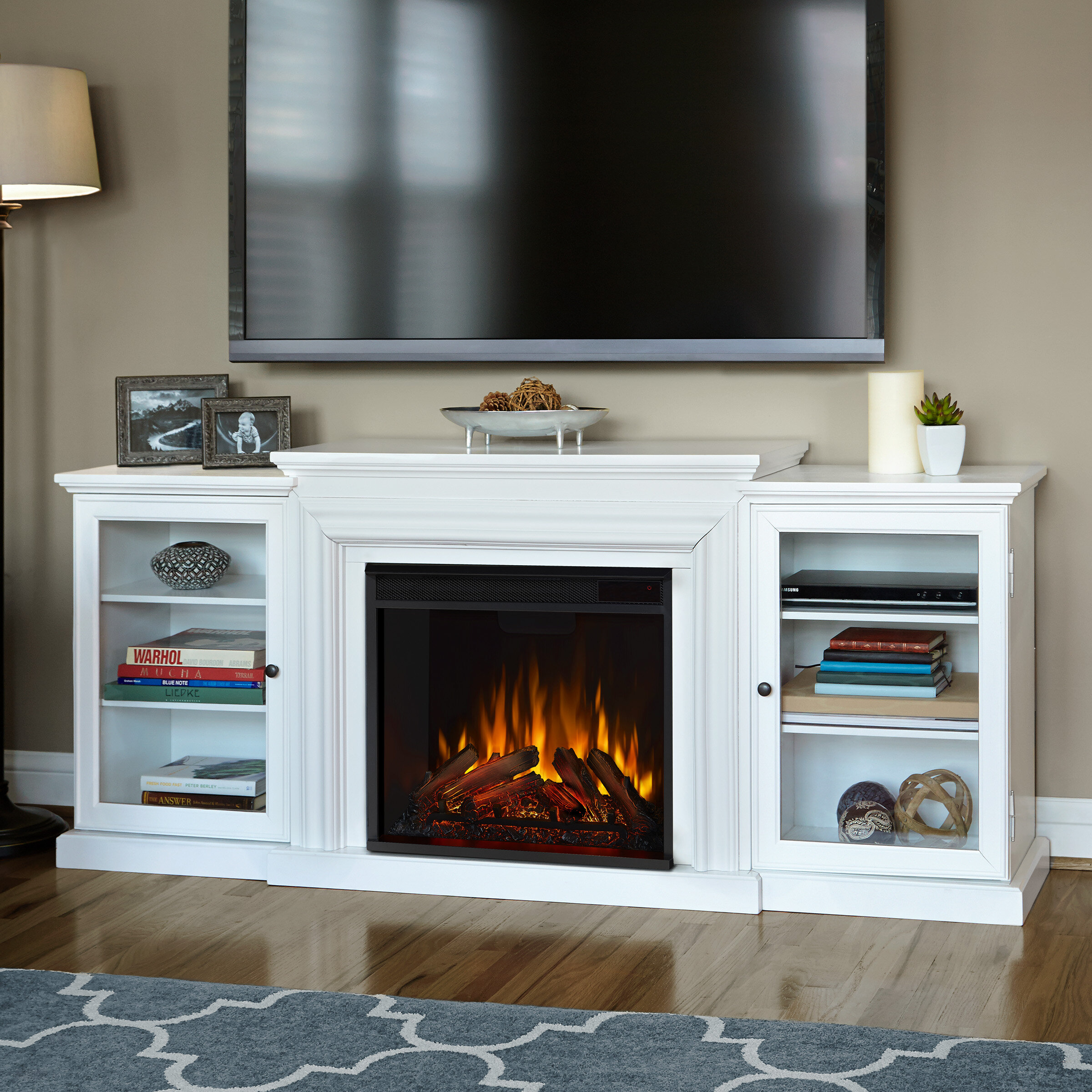 tv stand with fireplace