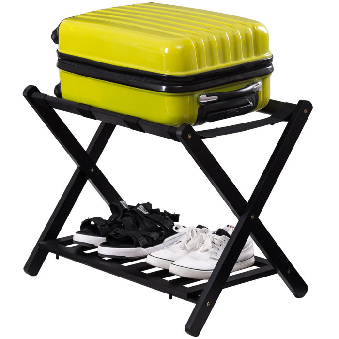 Costway Folding Luggage Rack with Shelf Travel Suitcase | Wayfair