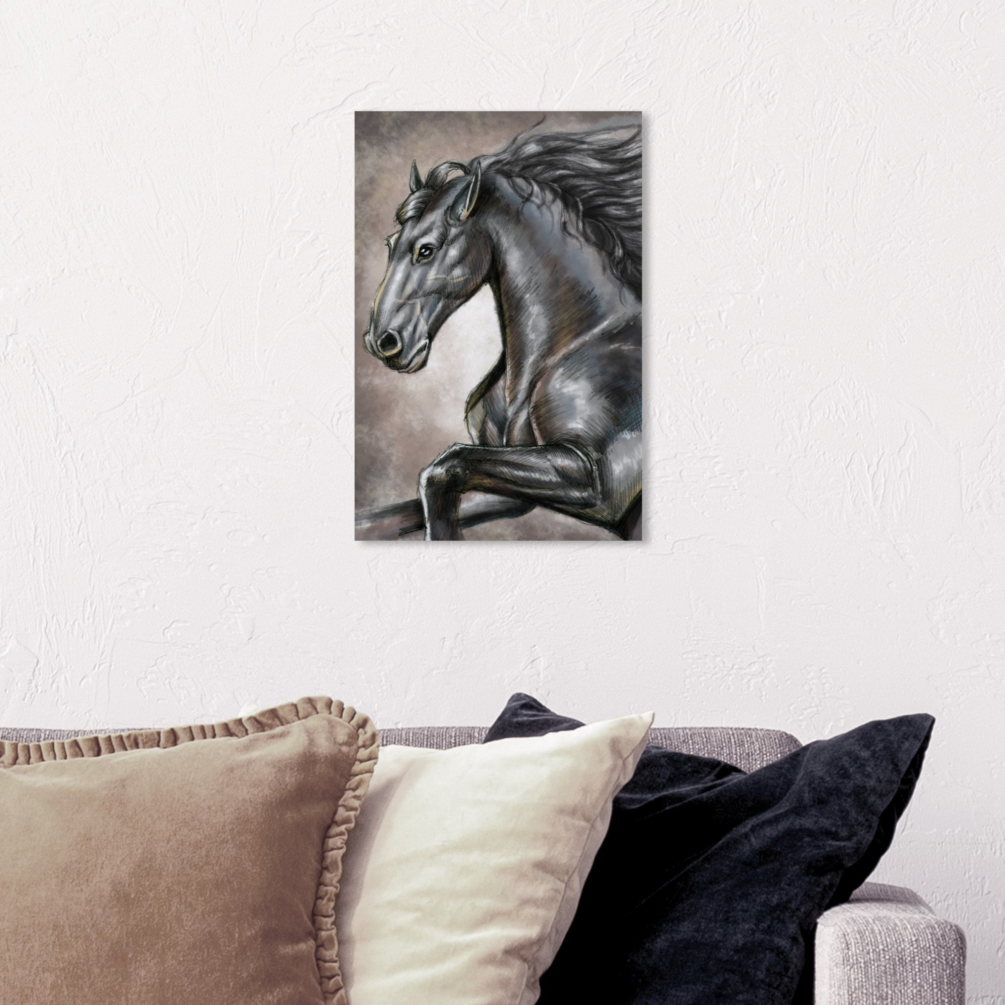 House of Hampton® Gray Horse Painting on Canvas Wayfair