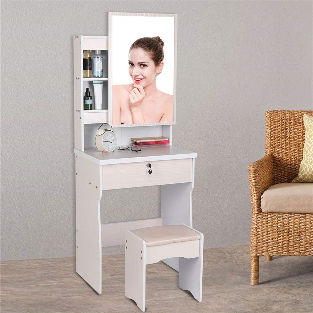 Ebern Designs Schminktisch-Set Brittlee mit Spiegel