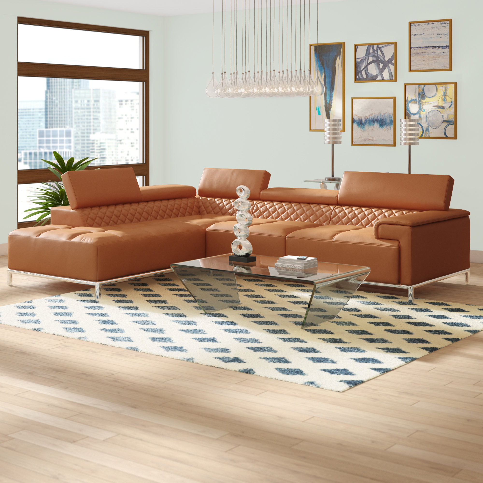 Orren Ellis Coalpit Heath Genuine Leather Left Hand Facing Sofa