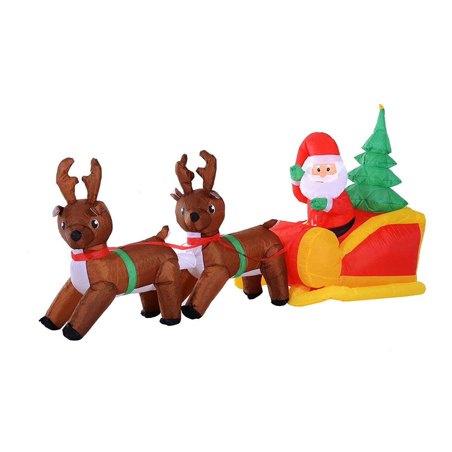 The Seasonal Aisle Inflatable Santa Claus Sledge Sleigh with Reindeer ...