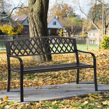 50" Patio Garden Bench Park Yard Outdoor Furniture Steel Frame Porch Chair N33 