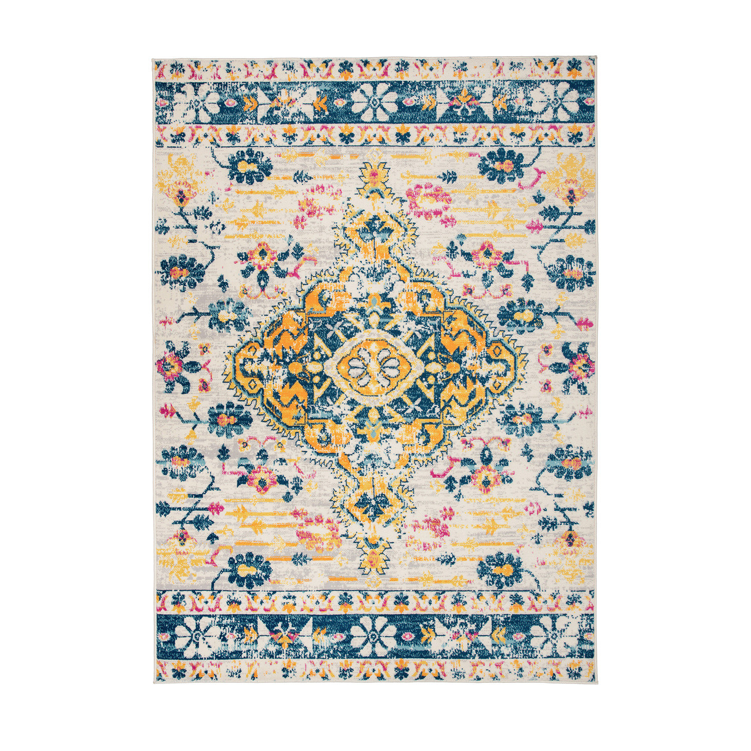 World Menagerie Performance Blue/Yellow/Pink Rug & Reviews Wayfair