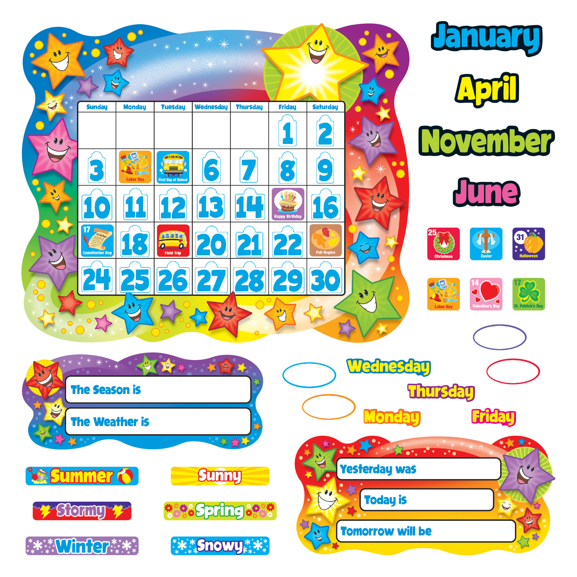 Trend Enterprises Star Calendar Bulletin Board Set & Reviews | Wayfair