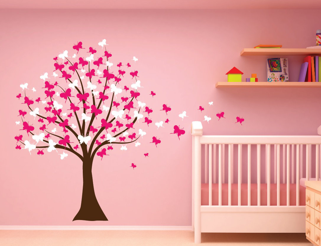 Innovative Stencils Butterfly Cherry Blossom Tree Baby Nursery Wall