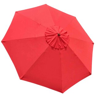 10'x6.5' Solar Patio Umbrella Replacement Canopy 6-Rib Parasol Top Cover Outdoor 