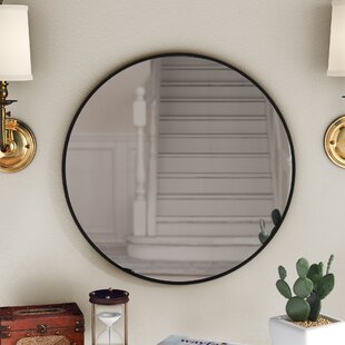 Homes on Trend 30cms Decorative Black and Gold Framed Round Porthole Mirror Industrial Vintage Nautical Style Hallway Dining Room Convex Fisheye Wall Hanging 