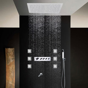 Lima Stainless Steel Thermostatic Complete Shower System with Rough-in Valve