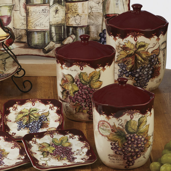 Certified International Vintners Journal 3 Piece Kitchen Canister Set