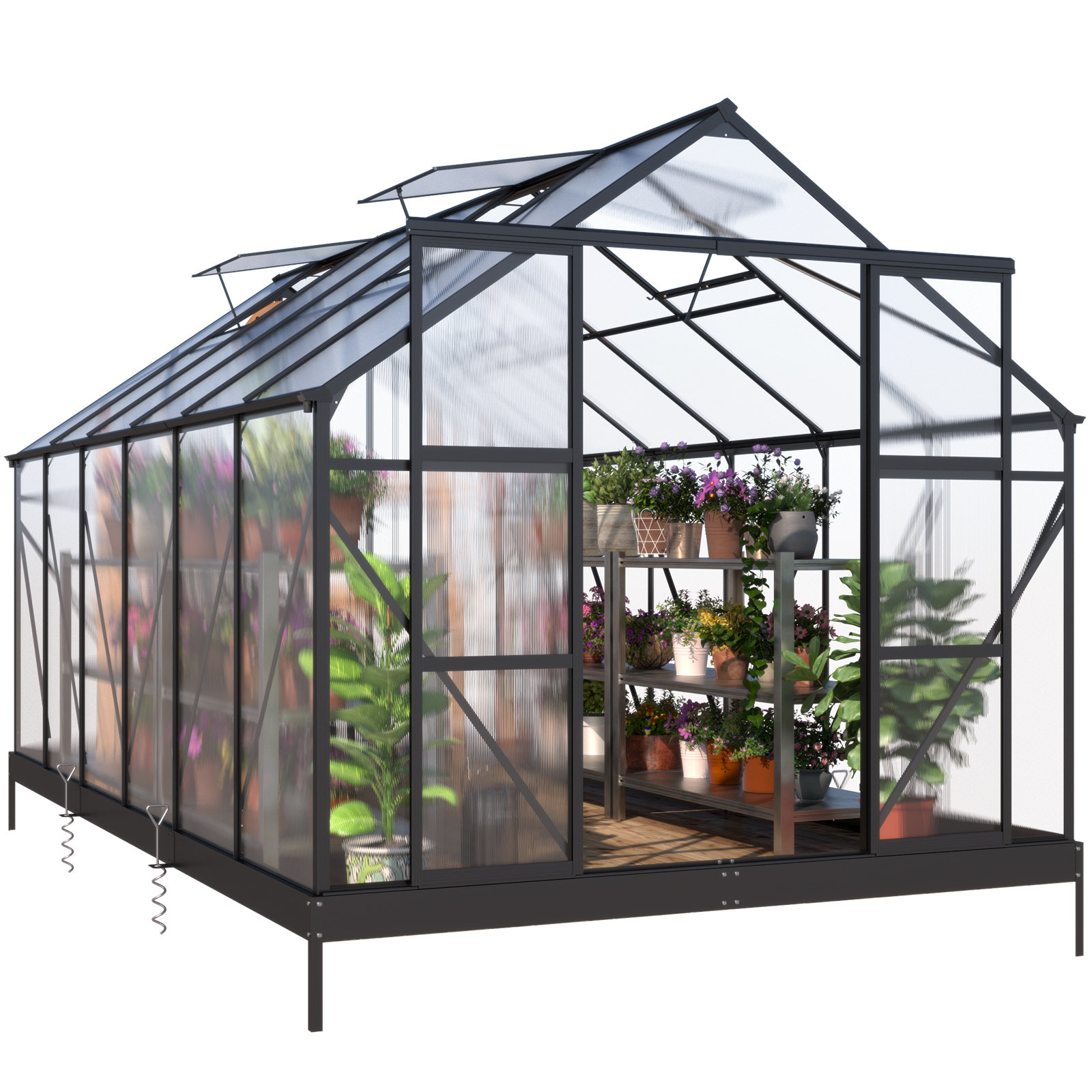 WEPATIO Polycarbonate Greenhouse 14x8x7.5FT Matte Black Wayfair
