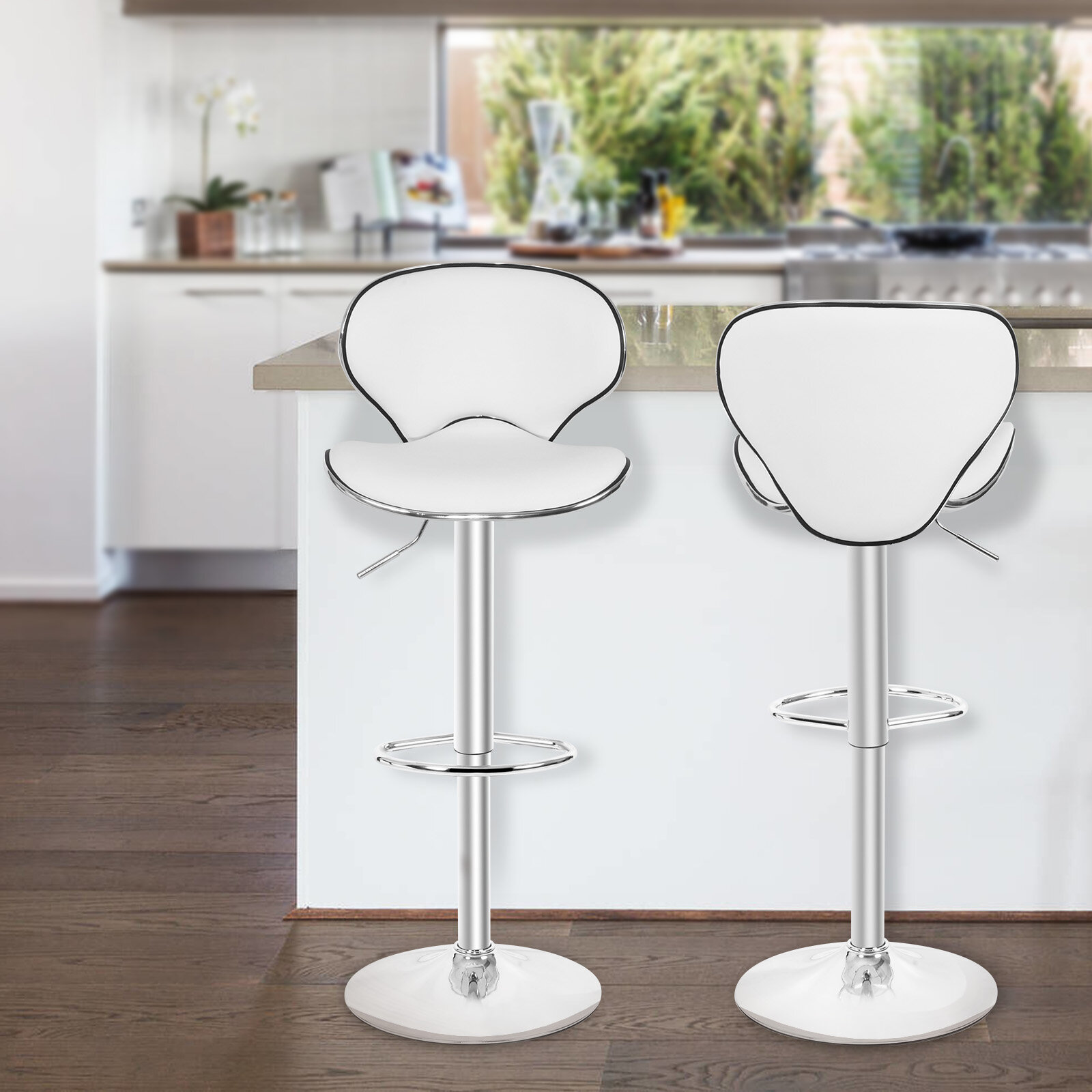 Set of 4 Bar Stools Swivel Adjustable Counter Bar Chair Dining Kitchen Seat USA 