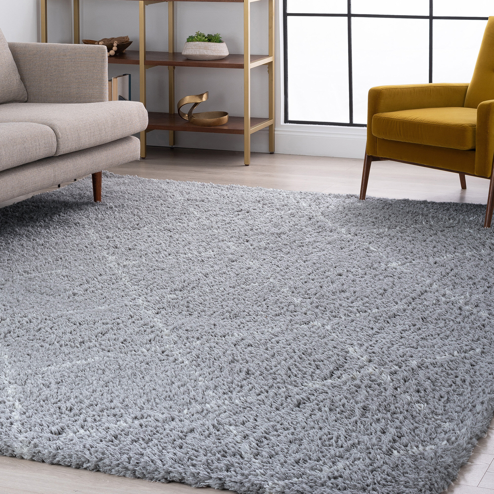 Supersoft Non Shed Easy Clean Charcoal Grey Rugs Modern Geometric Shaggy Rugs UK 