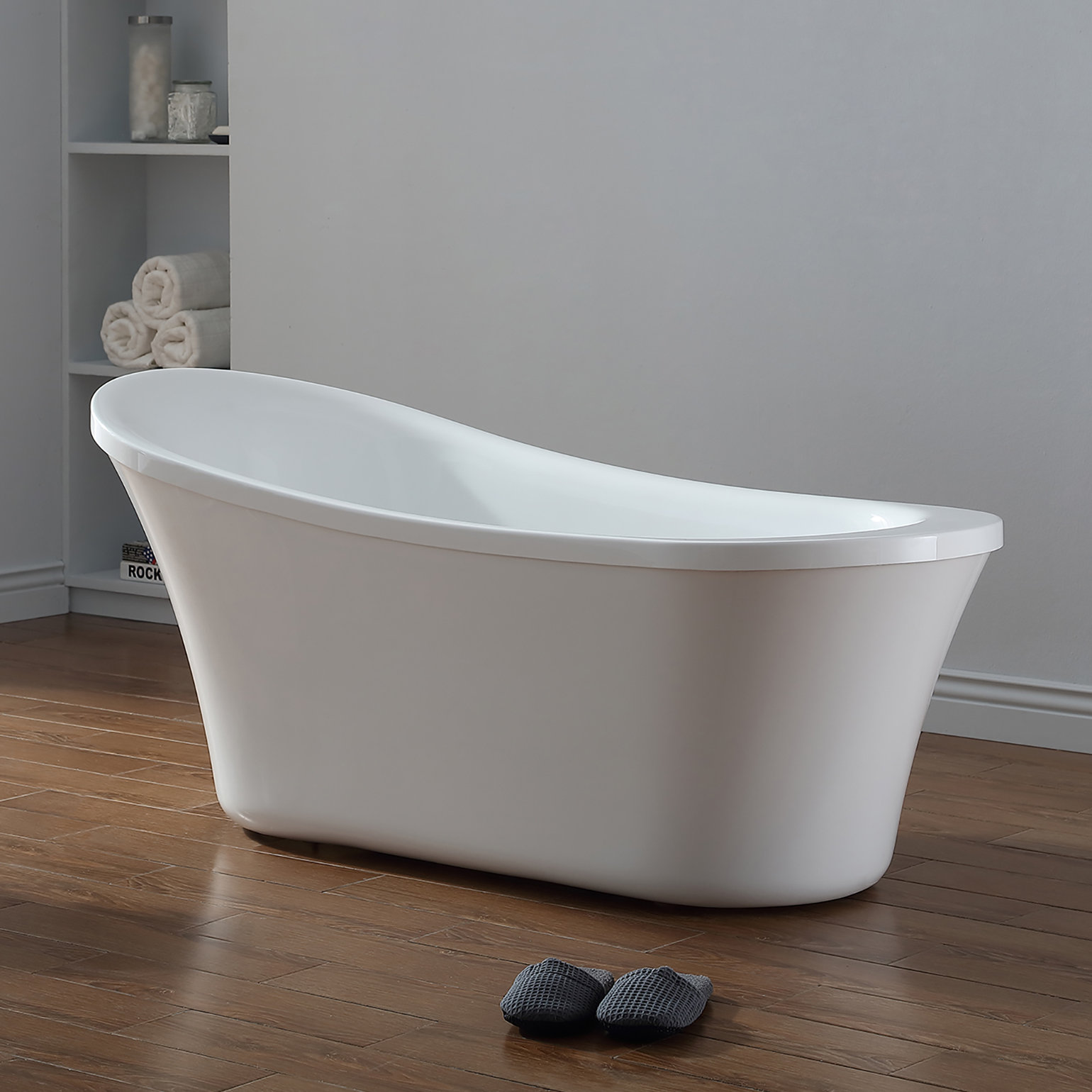 Cahaba Zeya 65 quot x 29 quot Freestanding Soaking Acrylic Bathtub Wayfair