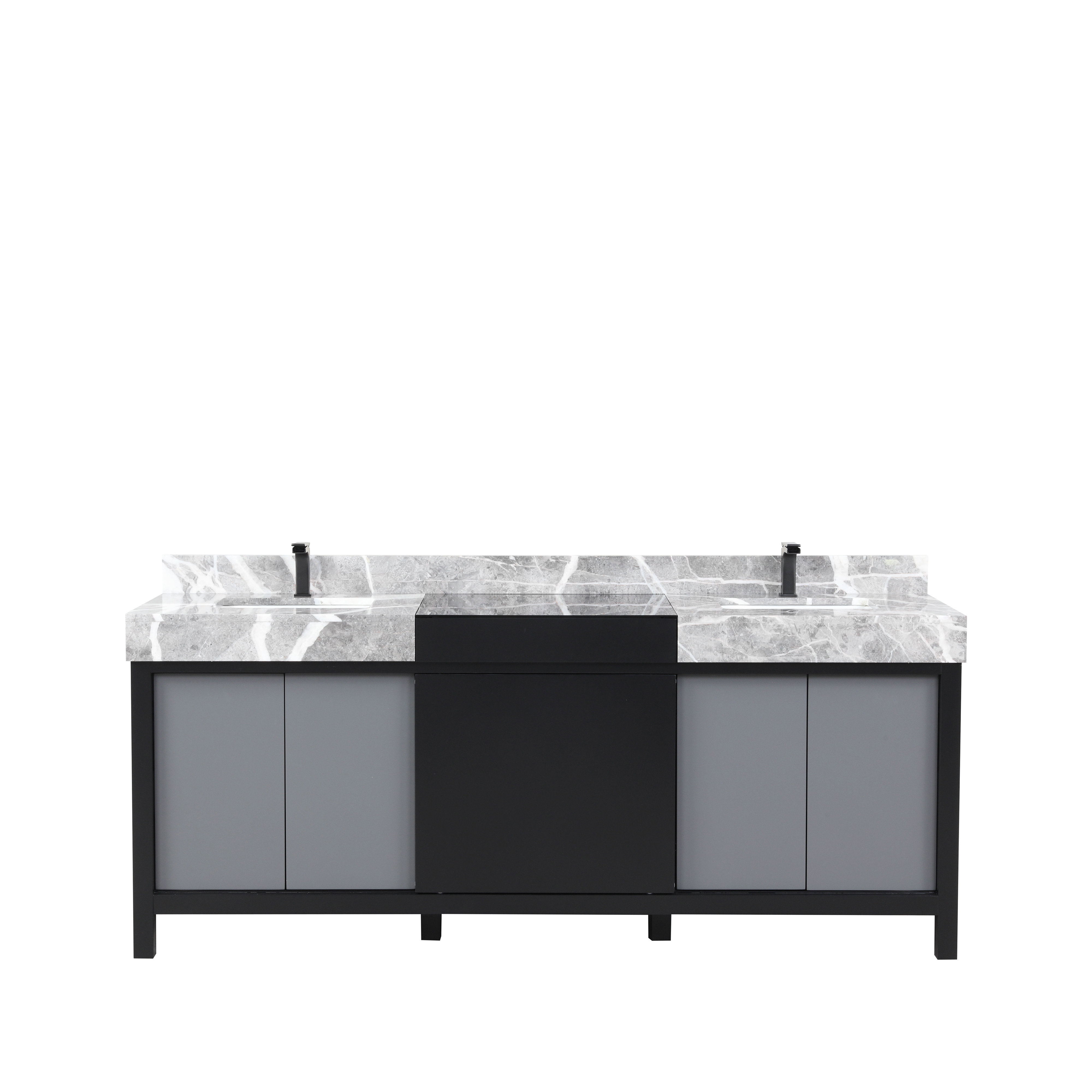 Lexora Zilara 80 Inch Bathroom Vanity Cabinet In Black And Grey, With ...