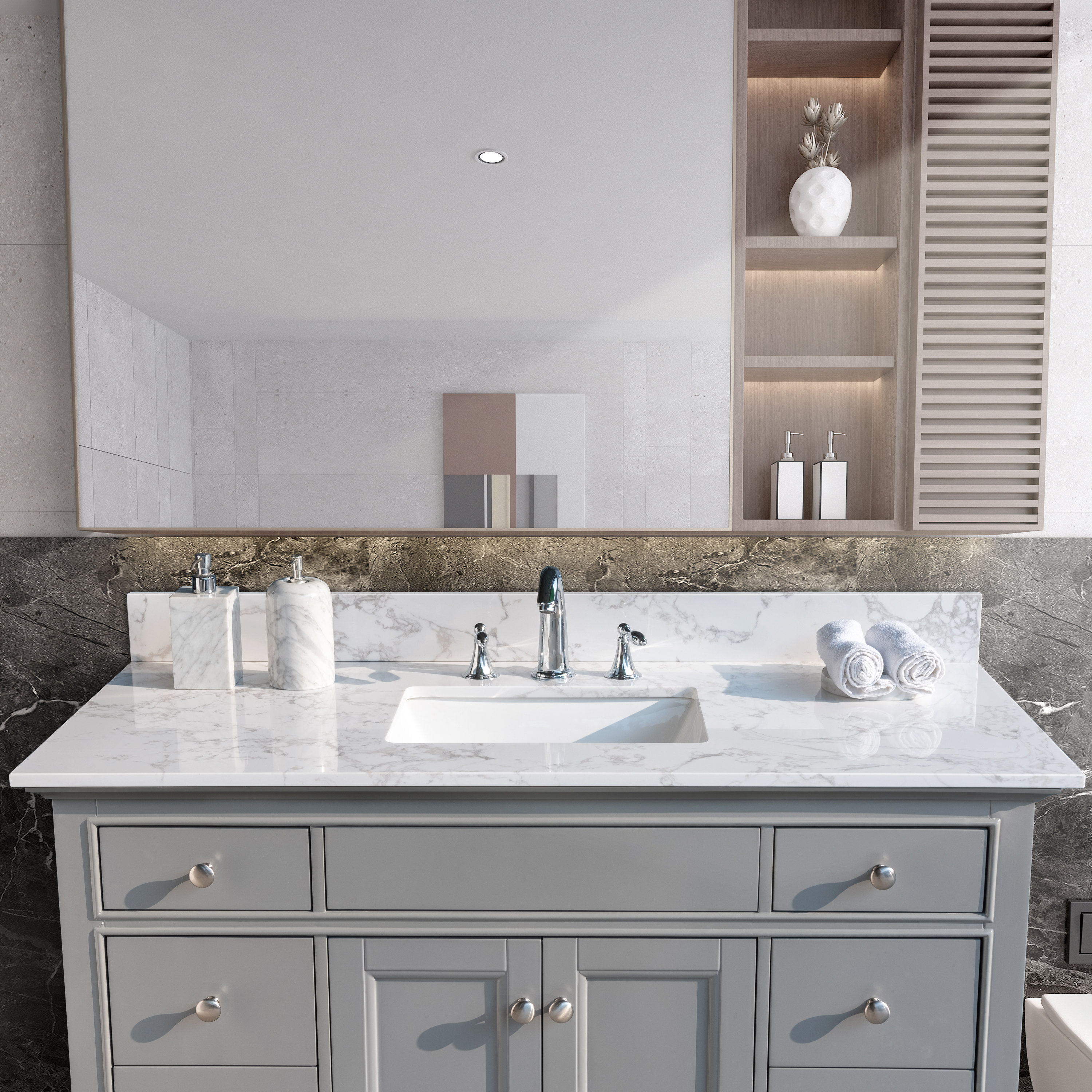 Modern Luxe Furniture 43" Single Bathroom Vanity Top in White with Sink ...