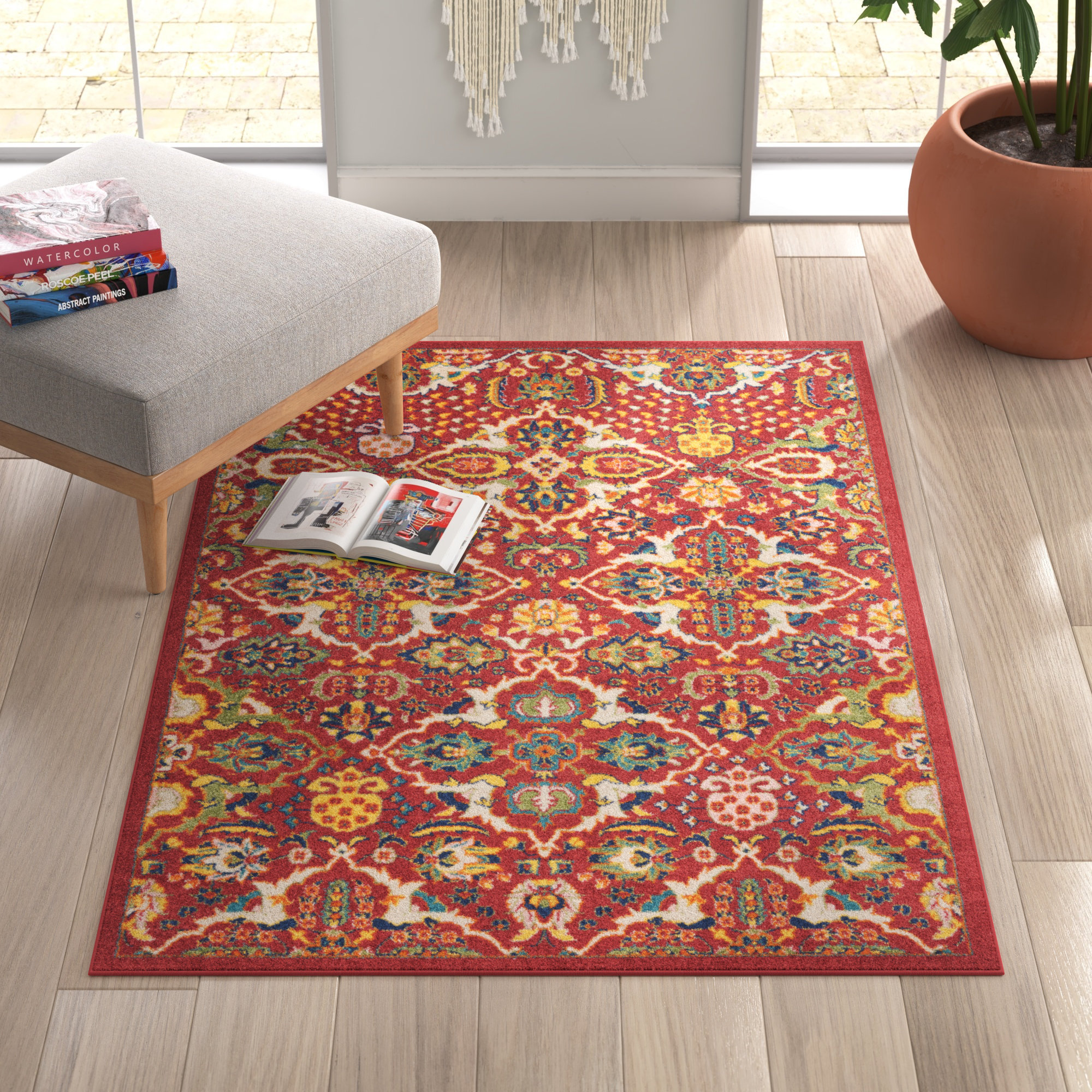 Langley Street Ingham Machine Woven / Power Loomed Performance Red ...