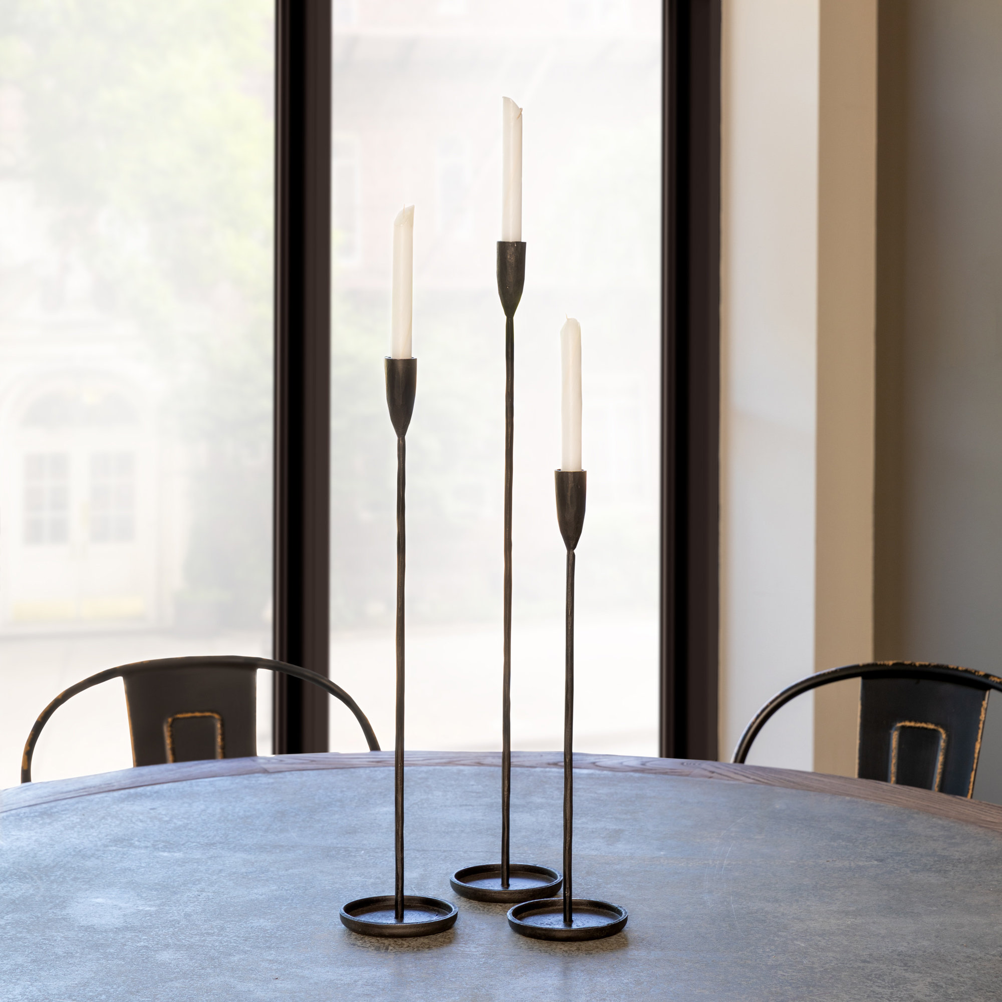 Latitude Run® 3 Piece Iron Tabletop Candlestick with Candle Included