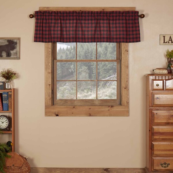 Details about   Buffalo Check Gray Primitive Star Point Valance Tier Set Country Rustic Cabin 