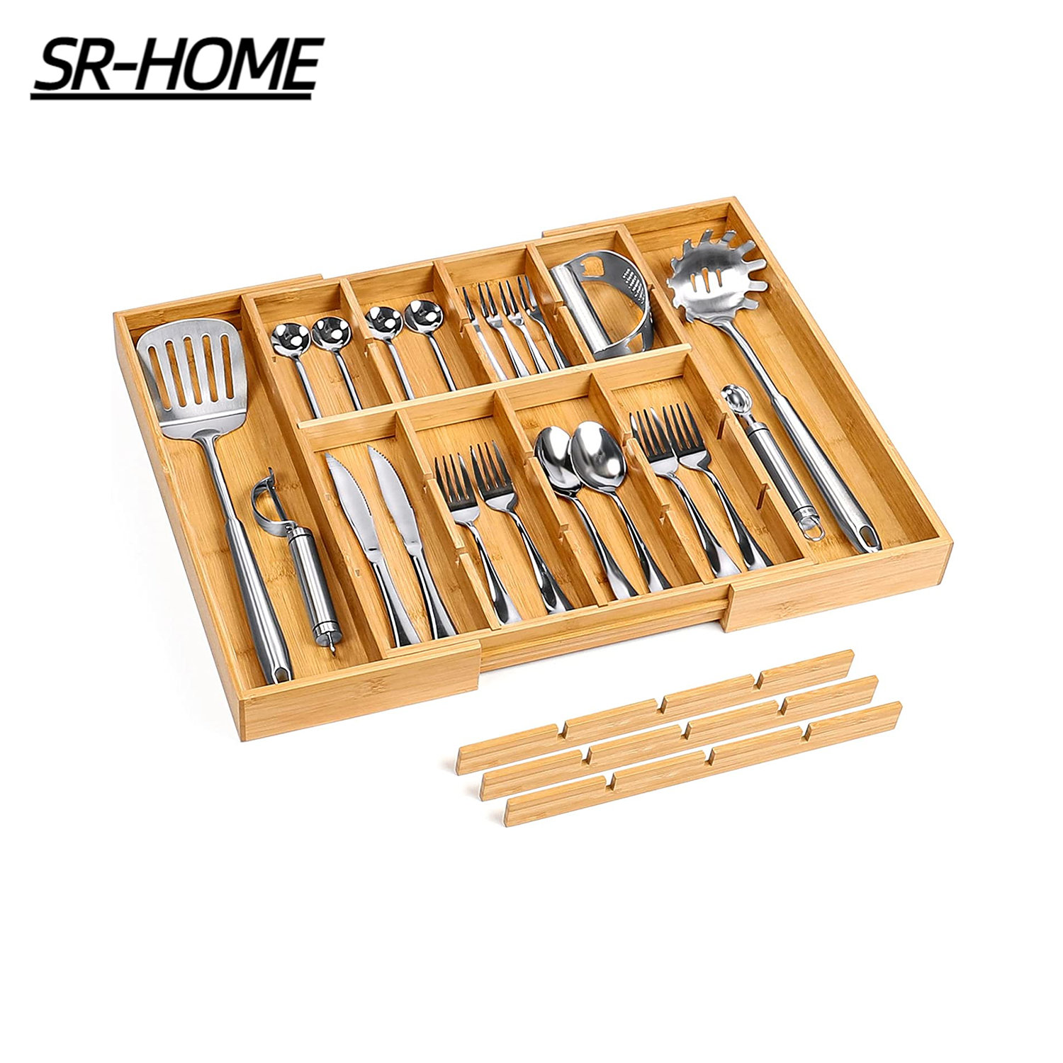 SRHOME Bamboo Kitchen Drawer Silverware Organizer Wayfair
