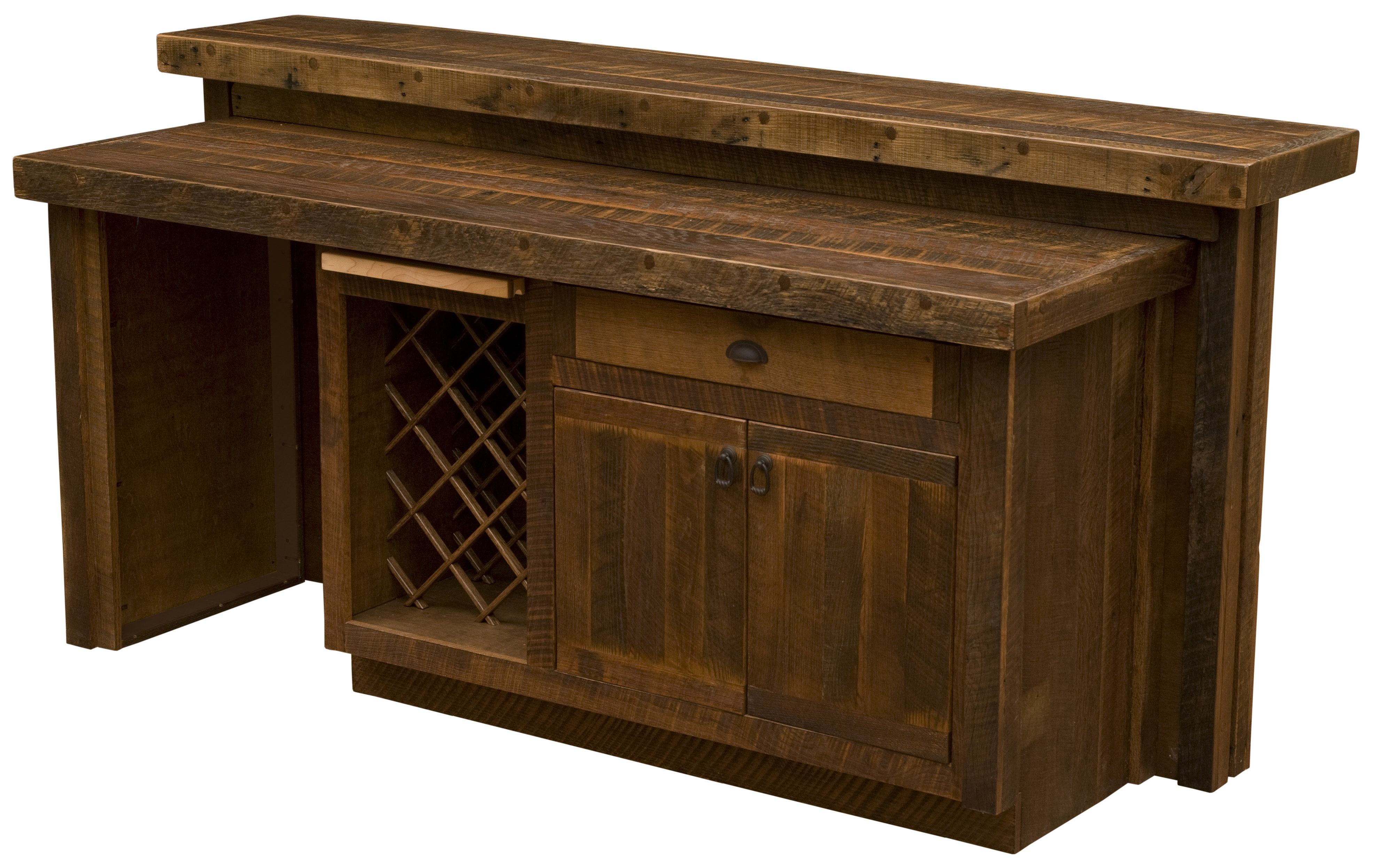 Fireside Lodge Corrugated Bar with Wine Storage Wayfair