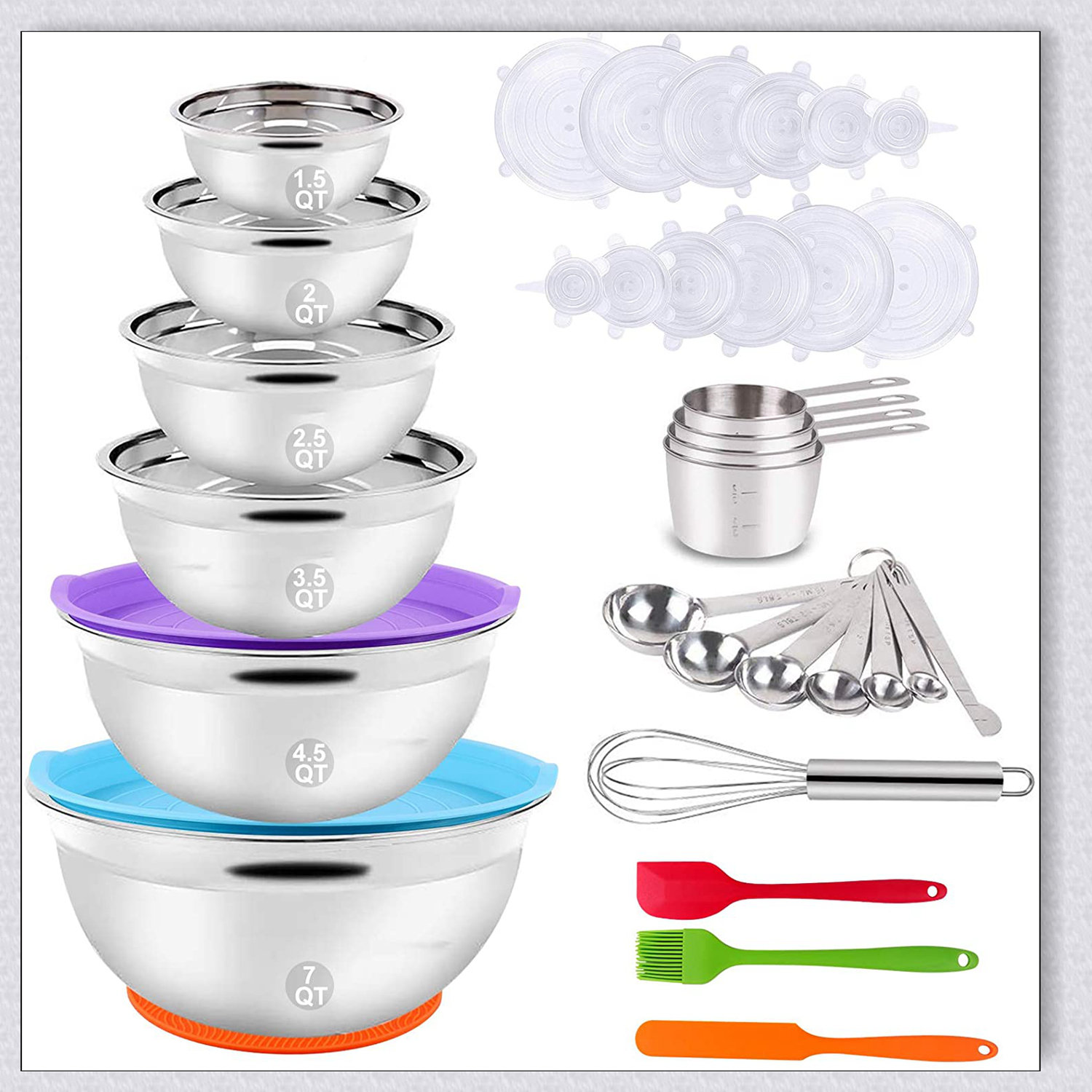 KitchenAid Bake Mix & Measure 12 Piece Stackable Bowls & Spoons Set 2 Colours** 