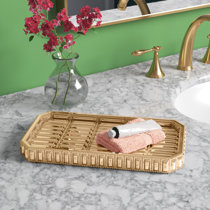 savon Cabilock Plateau de salle de bain en résine pour salle de bain bijoux bougies serviette plante blanche cosmétiques 