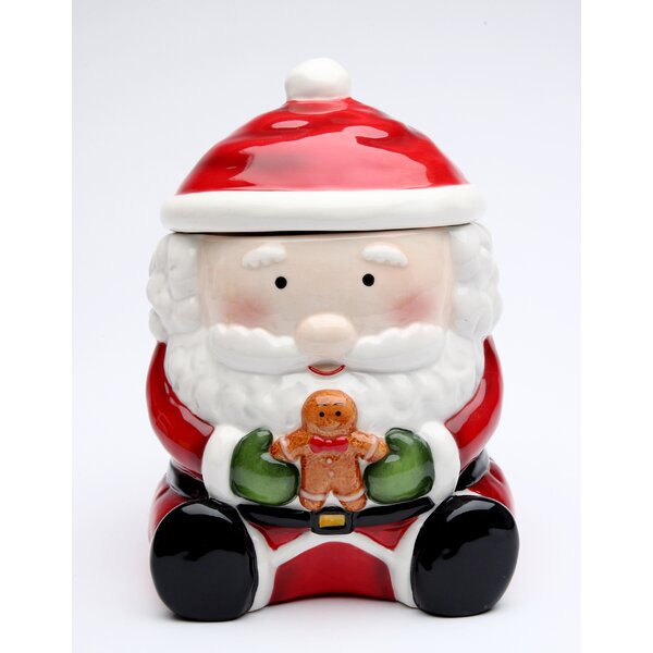 The Holiday Aisle® Samoset Santa with Gingerbread Man Storage Jar ...