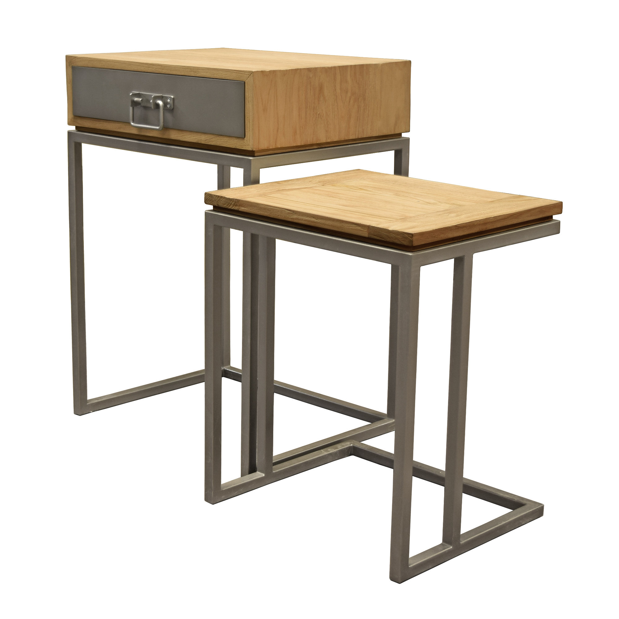 Williston Hinkel Solid Wood C Table Nesting Tables with Storage