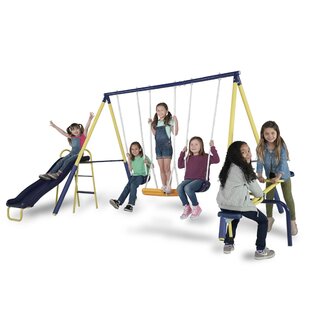 Details about   6in1 Swing Set For Backyard Playground Slide Fun Playset Outdoor Toddler Kids 