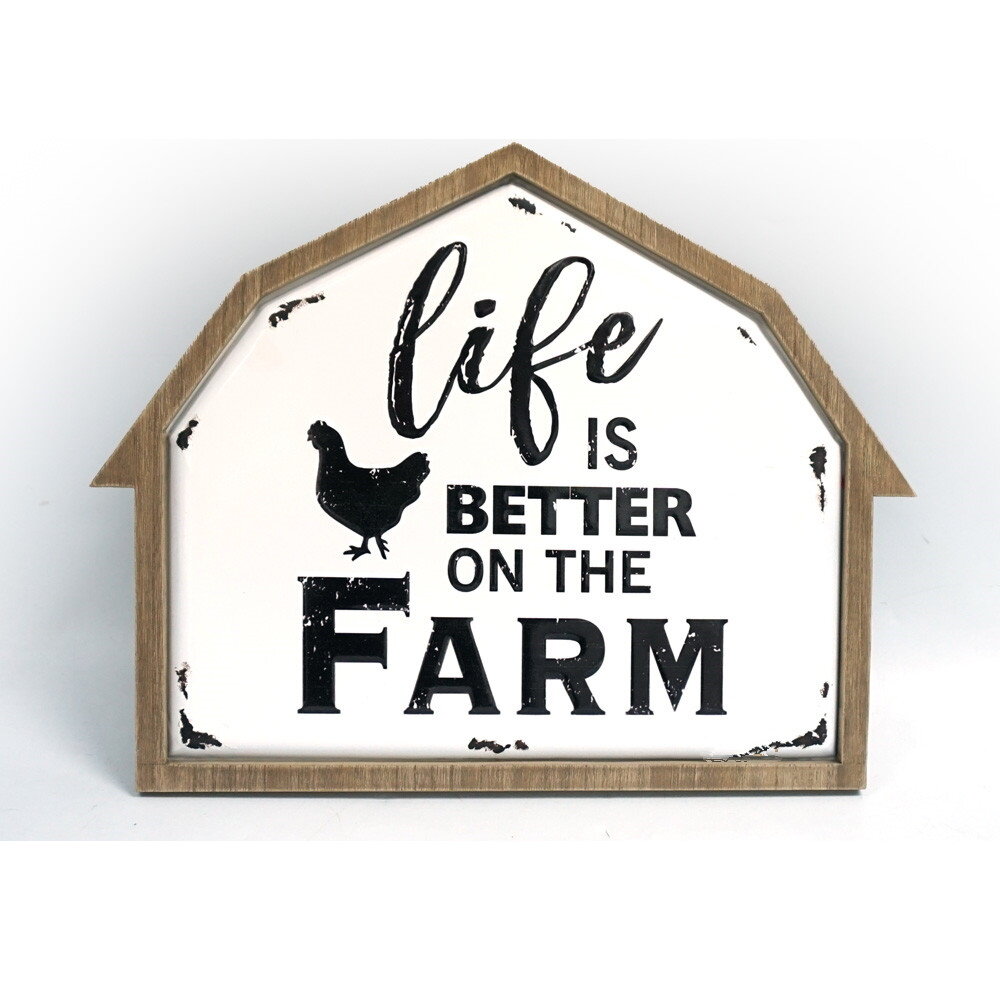 Farm Life Metal and Wood Sign 