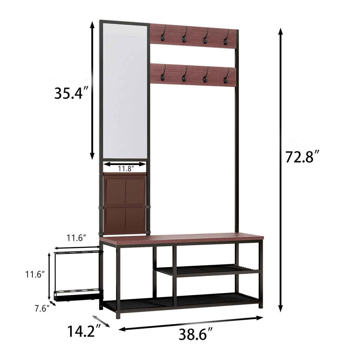 Latitude Run® 38.6'' Wide Steel Hall Tree with Bench and Shoe Storage Wayfair