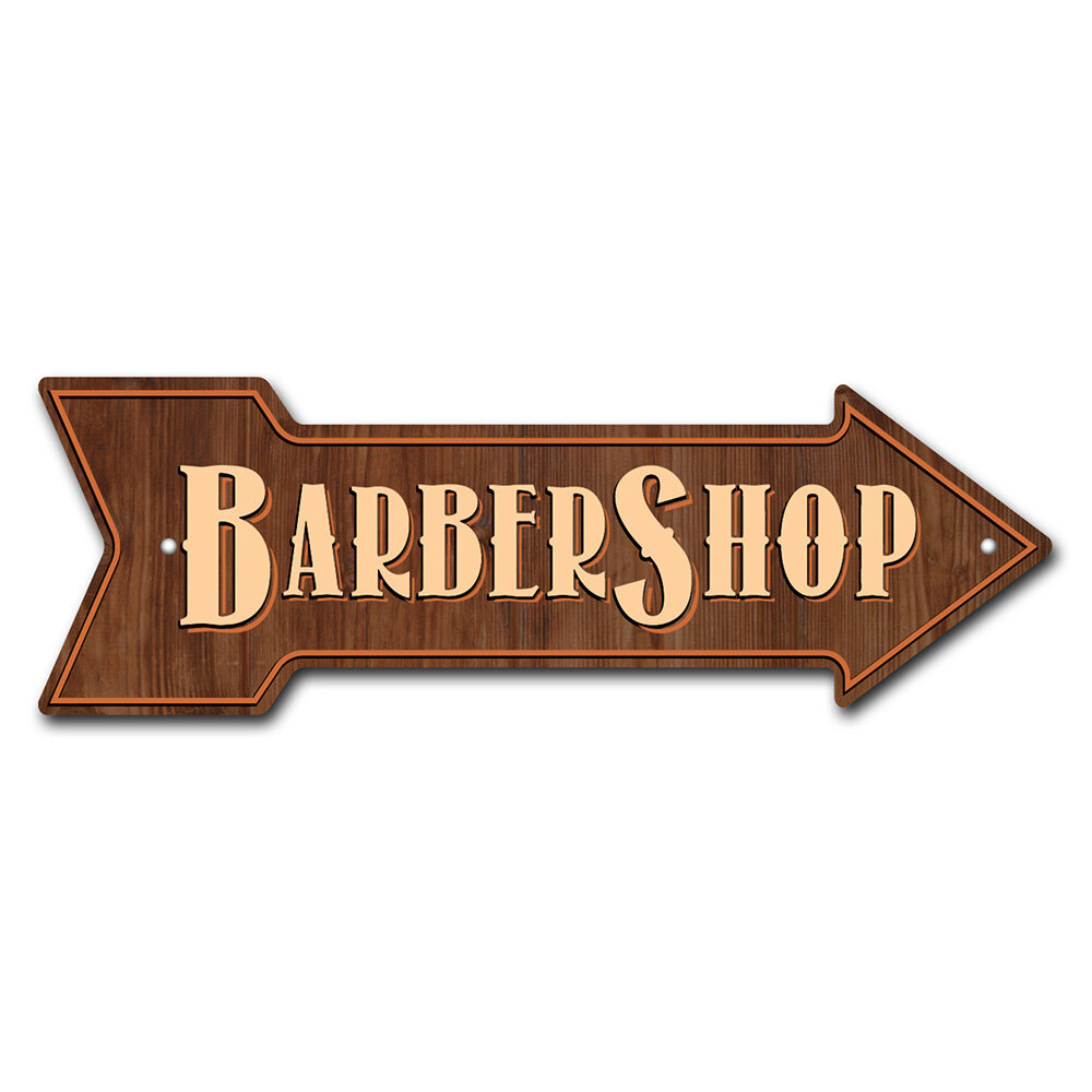 SignMission Barber Shop Arrow Removable Decal Funny Home Décor 24