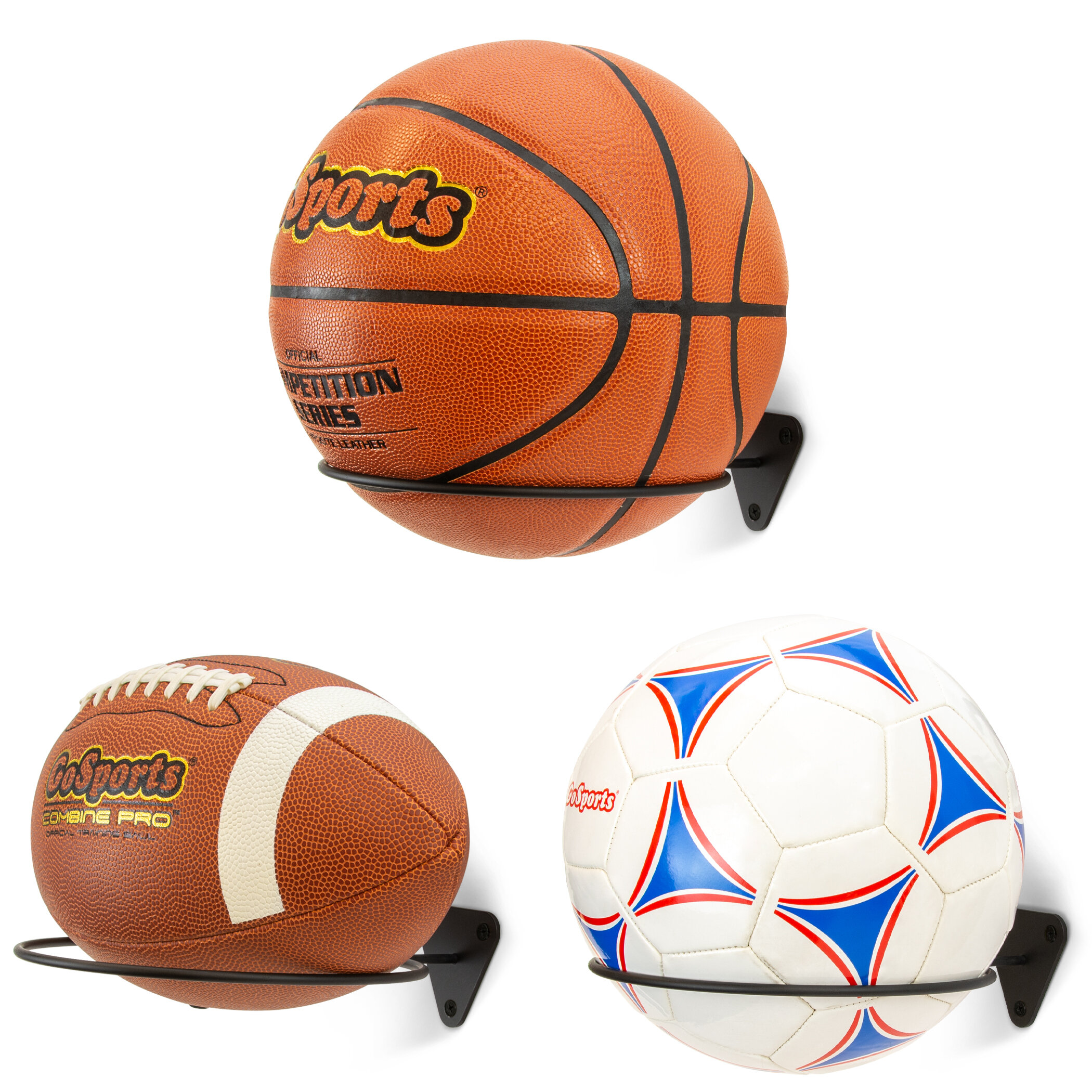 ~3 Round XLarge 2" Display Stand Basketball Soccer Volley Ball Balls 