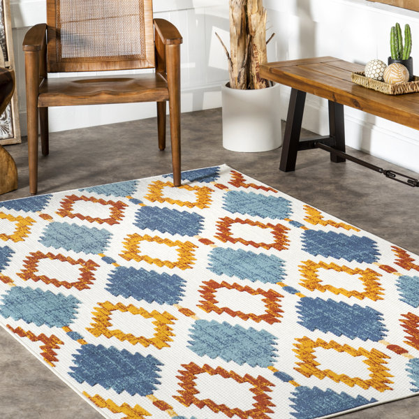 Union Rustic MLCL23A_Indoor/Outdoor Blue Area Rug | Wayfair