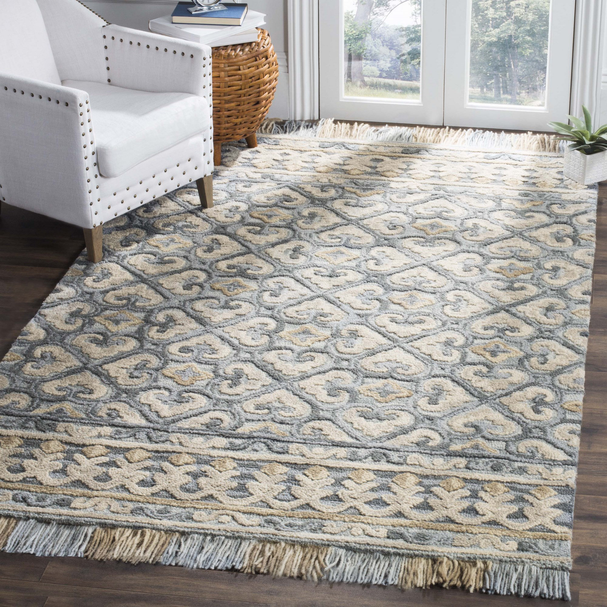 Langley Street Ferrera Geometric HandTufted Area Rug in Light Beige & Reviews Wayfair