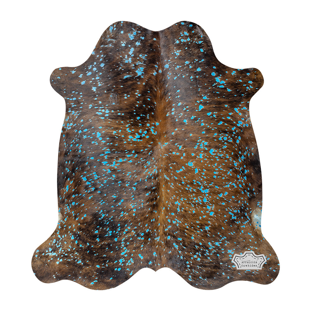 Appaloosa Cowhides Handmade Cowhide Brindle/Turquoise Brindle Rug | Wayfair