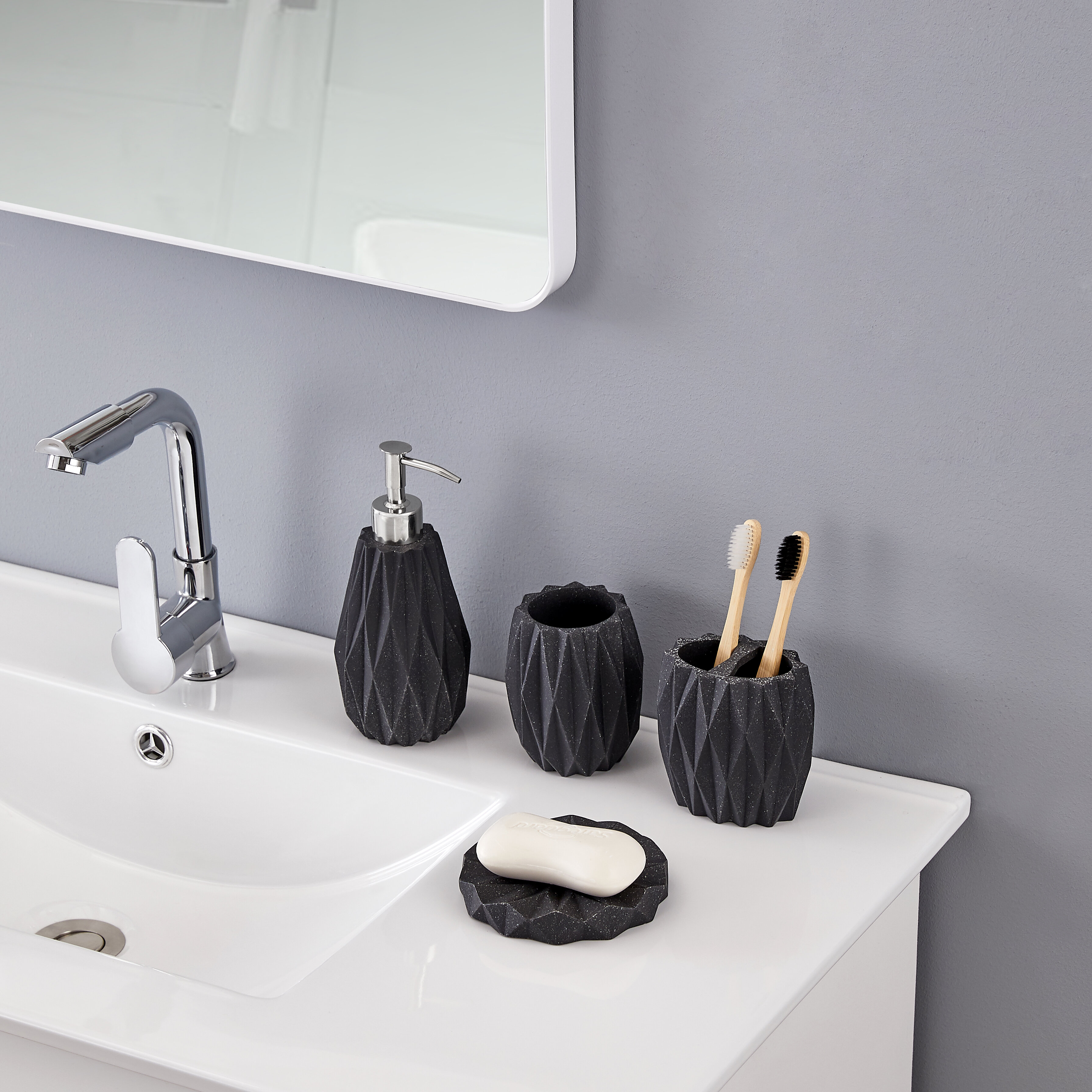 InterDesign Nogu Bath Toothbrush Holder Stand for Bathroom Vanity Countertops 