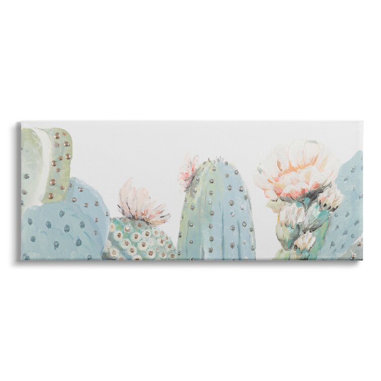Stupell Industries Soft Green Cactus Close Up Blooming Pink Flowers 30 x 13 Designed by Patricia Pinto Black Framed Wall Art