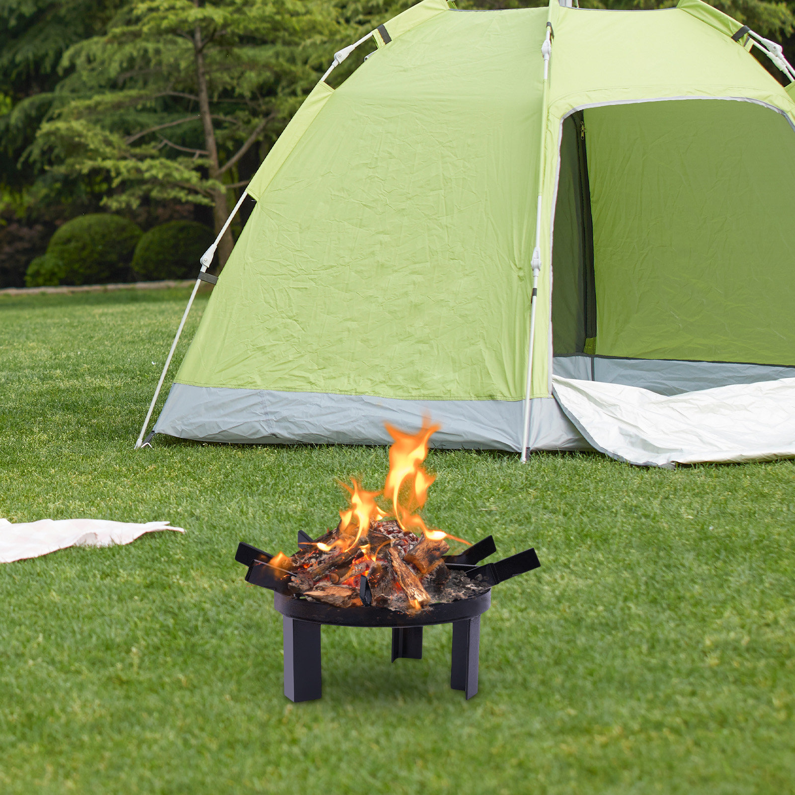 Winston Porter Round Fire Grate Wagon Wheel Fireplace Grates Burning