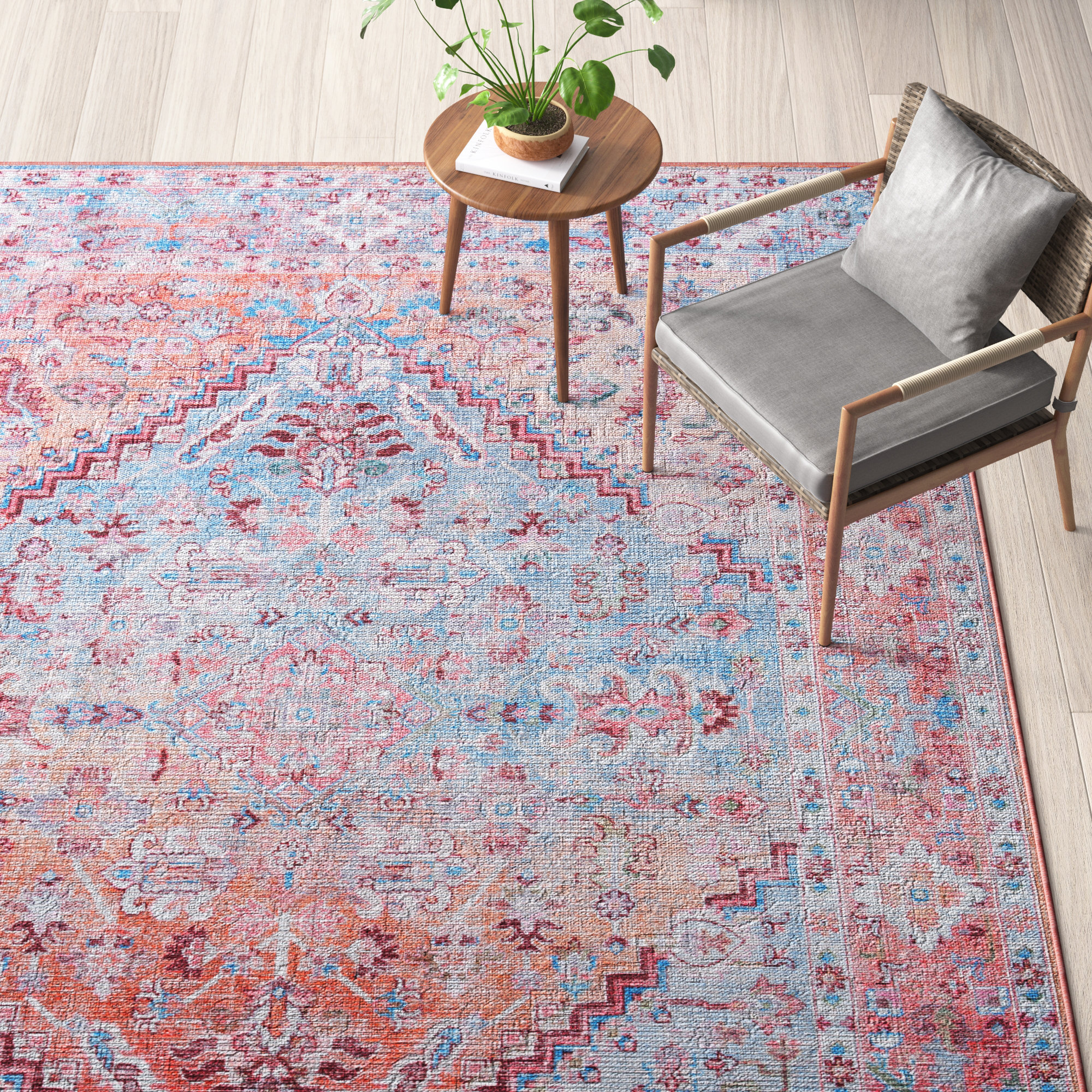Mistana™ Teen Briana Oriental Pink/Blue Area Rug Wayfair
