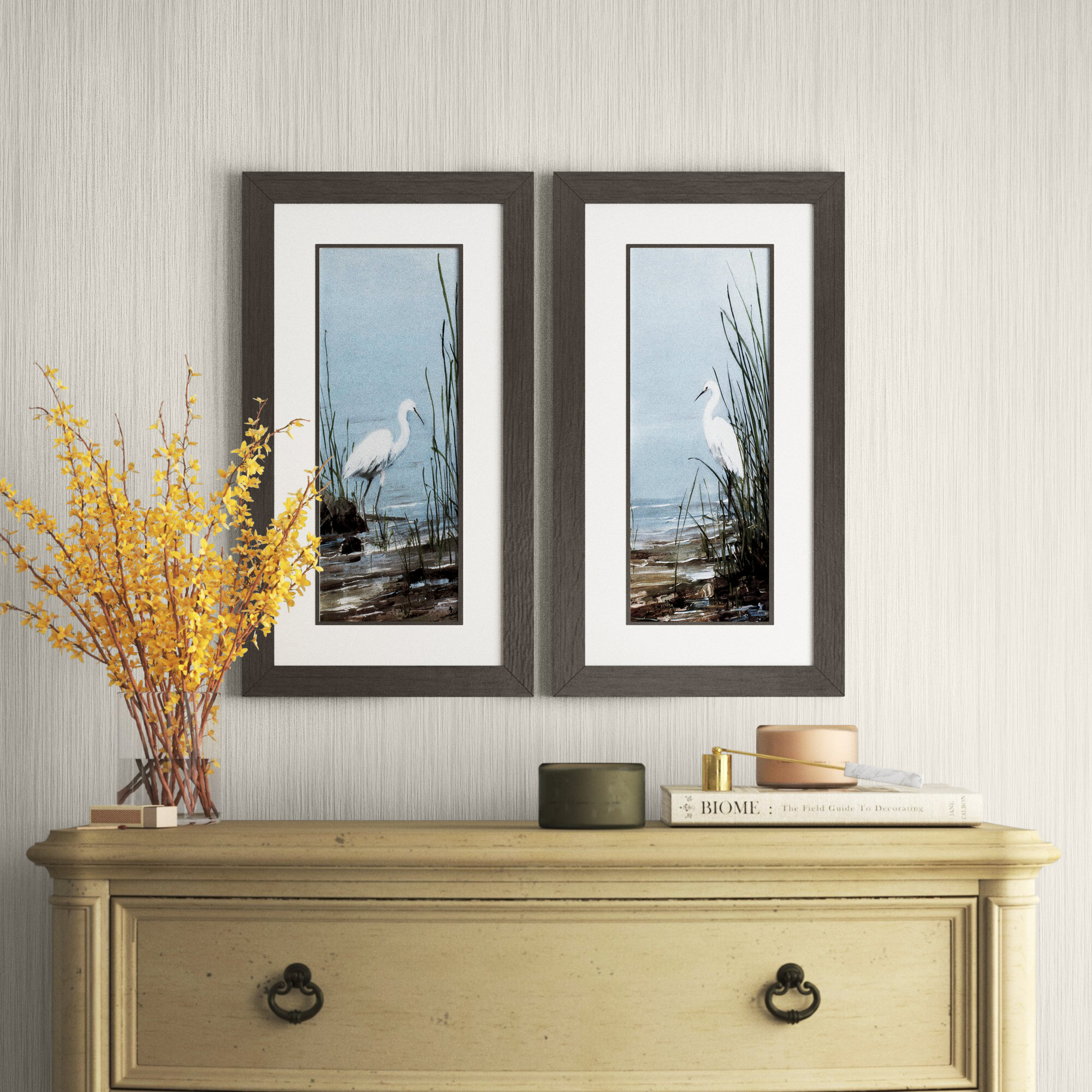 Lark Manor Island Egret 2 Piece Picture Frame Print & Reviews Wayfair