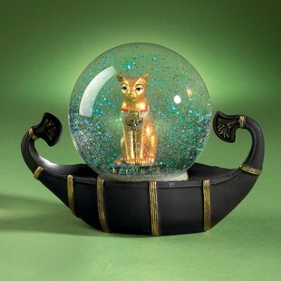 Ebros Black and Gold Goddess Bastet Cat Glitter Snow Globe 65mm Small 3.5"H 