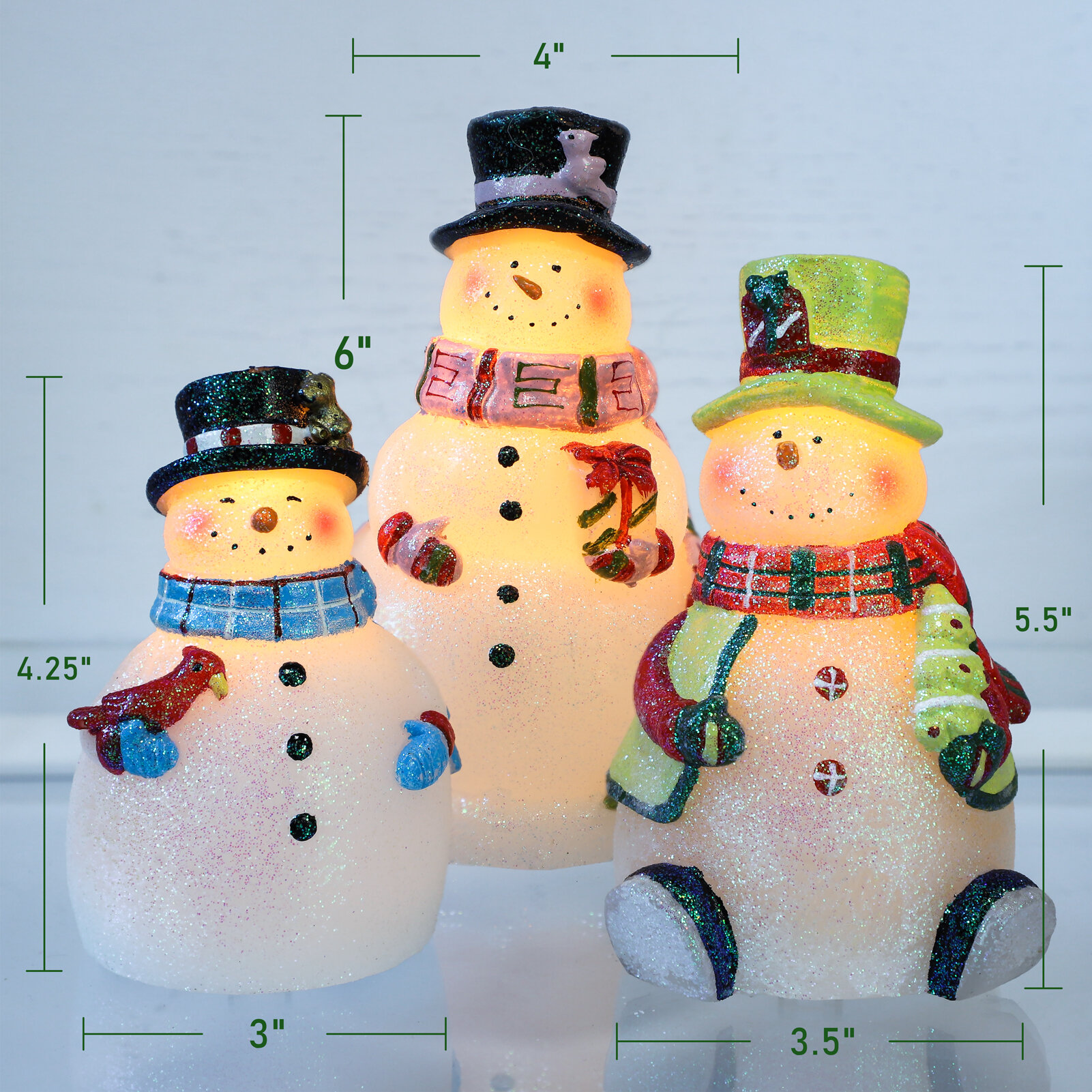 Details about   ORDER™ HOLIDAY 3-PC FLAMELESS LED WAX SNOWMAN SET BATTERY OPERATED WITH TIMER 