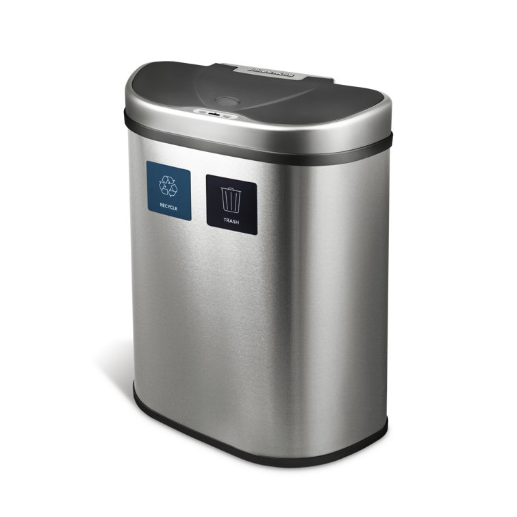 Nine Stars Steel 18.5 Gallon Motion Sensor Multi-Compartments Trash and  Recycling Bin